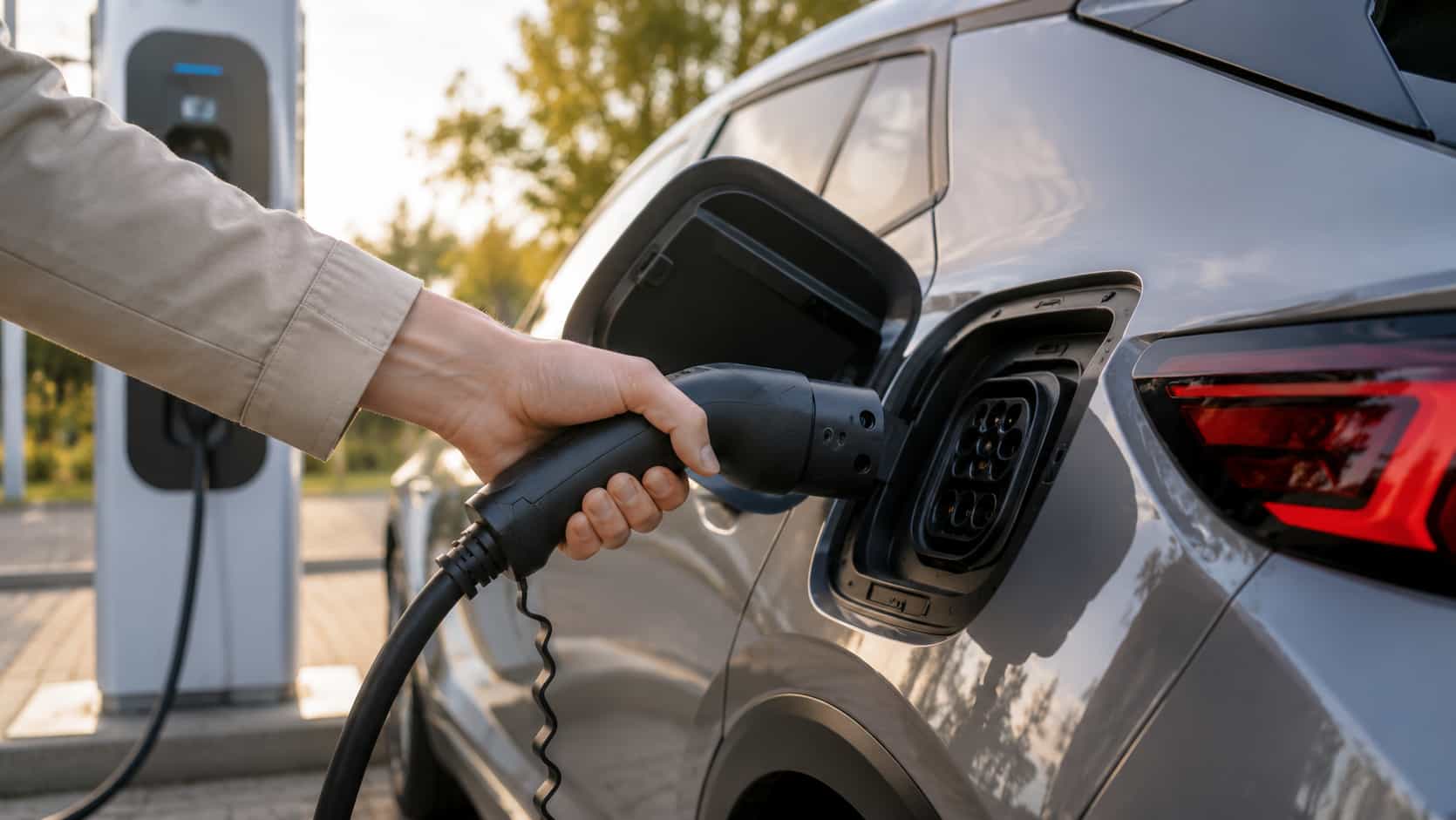 Branchement d'une voiture électrique.