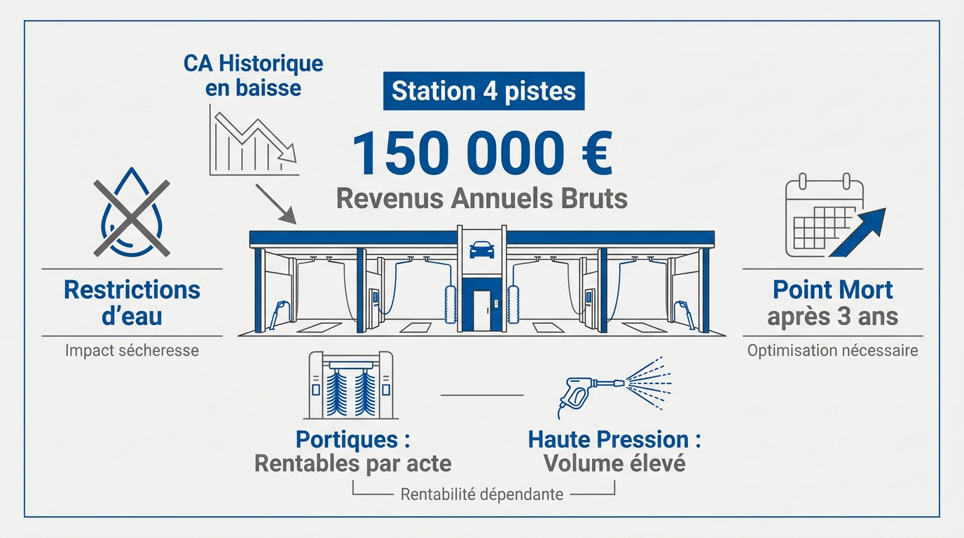 Analyse des revenus annuels d'une station de lavage automobile performante