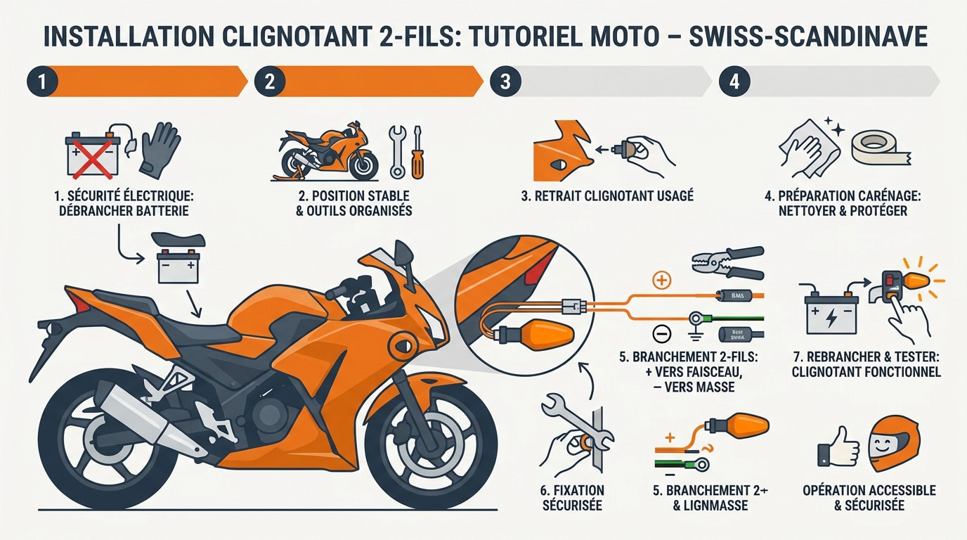 Installation de clignotants LED à deux fils sur une moto