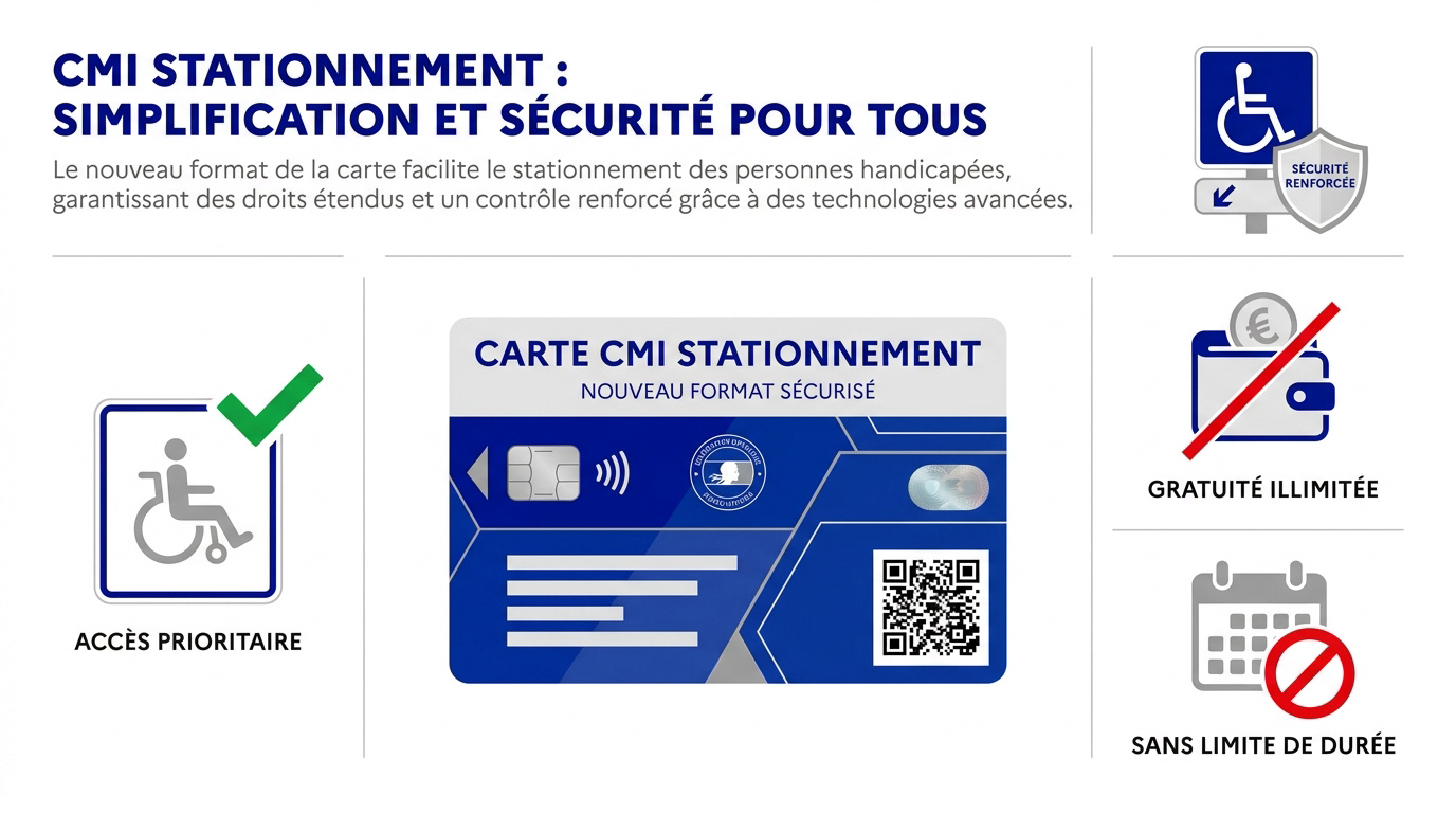 Nouvelle carte mobilité inclusion mention stationnement au format sécurisé