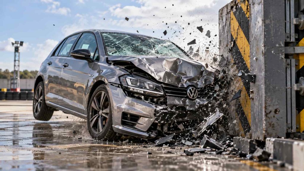 Un test de destruction d'une Golf.