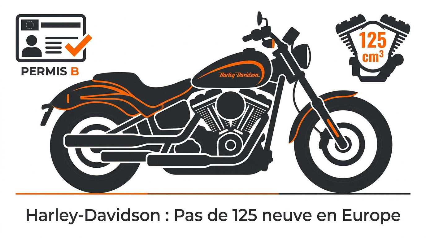 Moto style cruiser américain illustrant l'absence de 125 chez Harley-Davidson